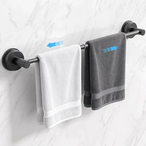 Black, Towel Rack 14-24 inch, Suction Cup Towel Bar No-Drill Black, Towel Rack 14-24 inch, Suction Cup Towel Bar No-Drill