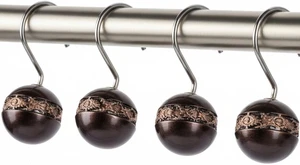 Dublin Brown Shower Curtain Hooks Decorative | Set of 12 Dublin Brown Shower Curtain Hooks Decorative | Set of 12