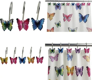 Colourful Butterfly Curtain Rings Pack of 12, Two Fish Home Fashions Set of 12 Decorative Colourful Butterfly Shower Curtain Hooks Colourful Butterfly Curtain Rings Pack of 12, Two Fish Home Fashions Set of 12 Decorative Colourful Butterfly Shower Curtain Hooks
