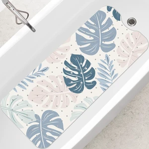 Boho Leaves, Blue Bath Mat for Tub Non Slip-40x16 Inch Boho Leaves, Blue Bath Mat for Tub Non Slip-40x16 Inch