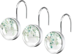 Boho Bathroom Decor, 12 Pcs Sage Green Eucalyptus Shower Curtain Hooks Boho Bathroom Decor, 12 Pcs Sage Green Eucalyptus Shower Curtain Hooks