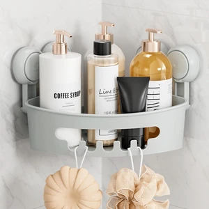 Grey, Wall Organizer Plastic Rack, Corner Shower Caddy Suction Cups Grey, Wall Organizer Plastic Rack, Corner Shower Caddy Suction Cups