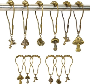 Housewarming Gift, Rustproof Metal Forest Style Boho Shower Curtain Rings for Fairytale Bathroom Decor, 12pcs Frog and Mushroom Retro Shower Curtain Hooks - Cute Decorative Shower Curtain Hooks Housewarming Gift, Rustproof Metal Forest Style Boho Shower Curtain Rings for Fairytale Bathroom Decor, 12pcs Frog and Mushroom Retro Shower Curtain Hooks - Cute Decorative Shower Curtain Hooks