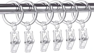 30 mm(Clear), 30 Pieces Plastic Curtain Rings with 30 Piece Clips Shower Curtain Rod Clip Rings 30 mm(Clear), 30 Pieces Plastic Curtain Rings with 30 Piece Clips Shower Curtain Rod Clip Rings