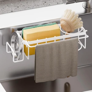 4-in-1 Sponge Holder for Kitchen Sink with Strong Suction Cup-White 4-in-1 Sponge Holder for Kitchen Sink with Strong Suction Cup-White