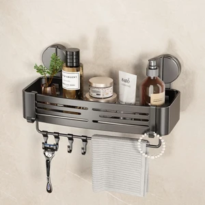 Matte Gray), Shower Caddy Suction Shower Shelf No Drilling Shower Organizer Suction Cup Shower Storage Rack Aluminum Wall Mounted Shampoo Holder with Towel Bar Hooks (1-Pack Matte Gray), Shower Caddy Suction Shower Shelf No Drilling Shower Organizer Suction Cup Shower Storage Rack Aluminum Wall Mounted Shampoo Holder with Towel Bar Hooks (1-Pack