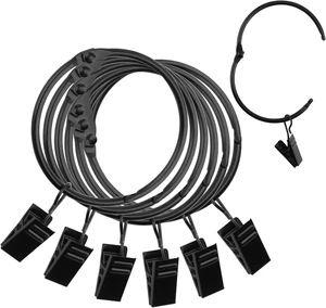 Bathroom, Living Room, Rustproof Curtain Ring Hooks for Bedroom, 38mm Openable Metal Drapery Rod Rings with Hooks, 80 Pcs 1.5 Inch Black Curtain Rings with Clips Bathroom, Living Room, Rustproof Curtain Ring Hooks for Bedroom, 38mm Openable Metal Drapery Rod Rings with Hooks, 80 Pcs 1.5 Inch Black Curtain Rings with Clips