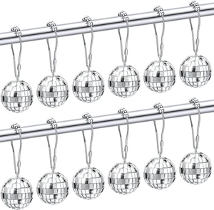 70s Theme Party, 12 Pcs Mirror Disco Ball Party Shower Curtain Hooks 70s Theme Party, 12 Pcs Mirror Disco Ball Party Shower Curtain Hooks