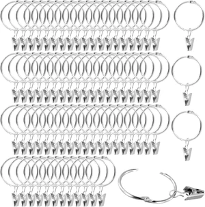 Bathroom, Living Room, Rustproof Curtain Ring Hooks for Bedroom, Openable Metal Drapery Rod Rings with Hooks, 60 Pcs 1.26 Inch Silver Curtain Rings with Clips Bathroom, Living Room, Rustproof Curtain Ring Hooks for Bedroom, Openable Metal Drapery Rod Rings with Hooks, 60 Pcs 1.26 Inch Silver Curtain Rings with Clips