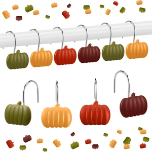 Pumpkin Shower Hangers, 12 Pcs Fall Shower Curtain Hooks Pumpkin Shower Hangers, 12 Pcs Fall Shower Curtain Hooks