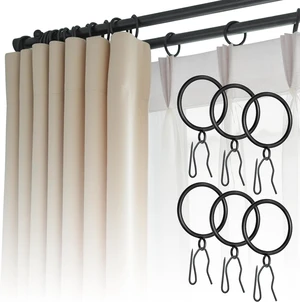 Black, 50 Pcs Curtain Rings and Hooks 1.52 Inch - Stainless Steel Shower Curtain Rings and Hooks with Eyelets for Curtains Rods and Bathroom Shower Rods Black, 50 Pcs Curtain Rings and Hooks 1.52 Inch - Stainless Steel Shower Curtain Rings and Hooks with Eyelets for Curtains Rods and Bathroom Shower Rods