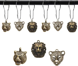 for Wild Beasts in The Forest Theme Home Bathroom Decor, Rust Proof Stainless Steel Shower Curtain Rings, 12 Pcs Lion Shower Tiger Leopard Shower Curtain Hooks, Animal Shower Curtain for Wild Beasts in The Forest Theme Home Bathroom Decor, Rust Proof Stainless Steel Shower Curtain Rings, 12 Pcs Lion Shower Tiger Leopard Shower Curtain Hooks, Animal Shower Curtain