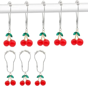 Elegant and Durable Design for Stylish Bathroom Decor, Decorative Shower Hook Rings for Shower Curtain Rod, Rustproof Shower Curtain Hanger Clips, 12PCS Cherry Curtain Hook Ring, Shower Curtain Hooks Elegant and Durable Design for Stylish Bathroom Decor, Decorative Shower Hook Rings for Shower Curtain Rod, Rustproof Shower Curtain Hanger Clips, 12PCS Cherry Curtain Hook Ring, Shower Curtain Hooks