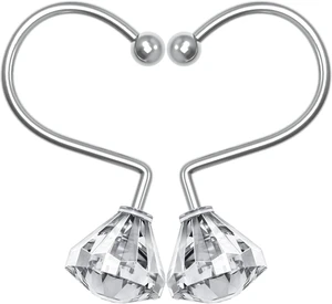 Clear, Rust Proof Diamond Shaped Crystal Decorative for Shower Curtains and Rods, 12PCS Shower Curtain Hooks Rings for Bathroom Clear, Rust Proof Diamond Shaped Crystal Decorative for Shower Curtains and Rods, 12PCS Shower Curtain Hooks Rings for Bathroom