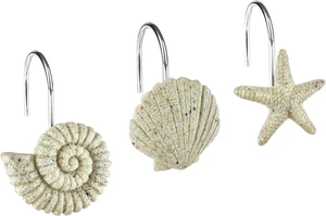 Nautical Bathroom Decoration Beach Shower Curtain Hooks-12 Pack, Natural Sand and Stone Ocean Creatures Coastal Shower Curtain Rings, Seashells Starfish Conch Decorative Shower Curtain Hooks Nautical Bathroom Decoration Beach Shower Curtain Hooks-12 Pack, Natural Sand and Stone Ocean Creatures Coastal Shower Curtain Rings, Seashells Starfish Conch Decorative Shower Curtain Hooks