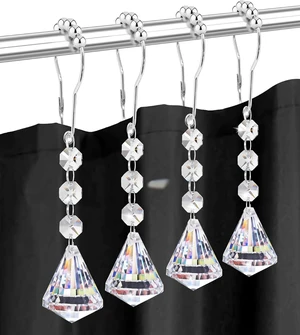 Stainless Steel Rust Resistant Curtain Rings (Clear Diamond), 12PCS Shower Hooks with Gemstone Crystal Bead Charms, Shower Curtain Hooks Rings for Bathroom Stainless Steel Rust Resistant Curtain Rings (Clear Diamond), 12PCS Shower Hooks with Gemstone Crystal Bead Charms, Shower Curtain Hooks Rings for Bathroom