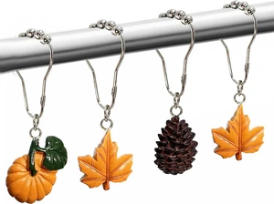Pumpkin Maple Leaves Shower Curtain Hooks, Fall Shower Curtain Hooks Pumpkin Maple Leaves Shower Curtain Hooks, Fall Shower Curtain Hooks