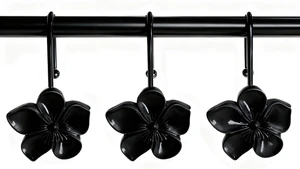 Living Room Creative Home Accessories (Black), Bedroom, Decorative Resin Cherry Blossom Shower Hooks for Bathroom, 12 Pcs Rust-Proof Metal Hanging Rings, Vanda Flower Shower Curtain Hooks Living Room Creative Home Accessories (Black), Bedroom, Decorative Resin Cherry Blossom Shower Hooks for Bathroom, 12 Pcs Rust-Proof Metal Hanging Rings, Vanda Flower Shower Curtain Hooks