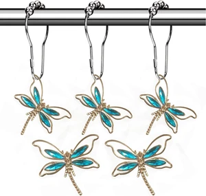 Crystal Dragonfly Shower Curtain Hooks Brushed Nickel Shower Curtain Rings Crystal Dragonfly Shower Curtain Hooks Brushed Nickel Shower Curtain Rings