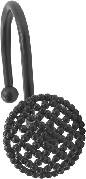 Rust Proof Heavy Duty Metal Shower Hangers for Bathroom Rods, 12 Pack Modern 3D Beaded Decorative Shower Curtain Rings, Black Shower Curtain Hooks Rust Proof Heavy Duty Metal Shower Hangers for Bathroom Rods, 12 Pack Modern 3D Beaded Decorative Shower Curtain Rings, Black Shower Curtain Hooks