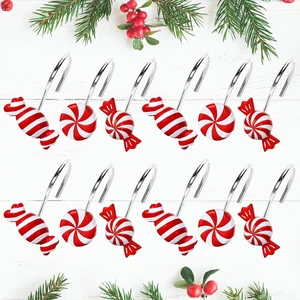 12 Pcs Christmas Shower Curtain Hooks 3 Styles Christmas Candy Curtain Hangers Hooks Red White Xmas Decorative Curtain Rings for Xmas Holiday Winter Bathroom Ornament Supplies 12 Pcs Christmas Shower Curtain Hooks 3 Styles Christmas Candy Curtain Hangers Hooks Red White Xmas Decorative Curtain Rings for Xmas Holiday Winter Bathroom Ornament Supplies