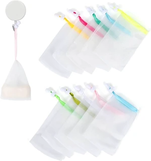 Double Layer Design, Mesh Soap Bags for Bars with Drawstring Double Layer Design, Mesh Soap Bags for Bars with Drawstring