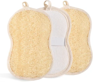 Shower Loofah, Natural Exfoliating Bath Sponge for Women, Organic Luffa Body Scrubber with Handle Shower Loofah, Natural Exfoliating Bath Sponge for Women, Organic Luffa Body Scrubber with Handle