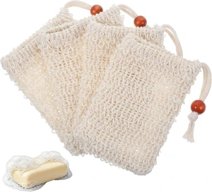 Reusable Mesh Shower Bag for Bar Soap, Sisal Exfoliating Soap Saver Pouch with Drawstring Reusable Mesh Shower Bag for Bar Soap, Sisal Exfoliating Soap Saver Pouch with Drawstring