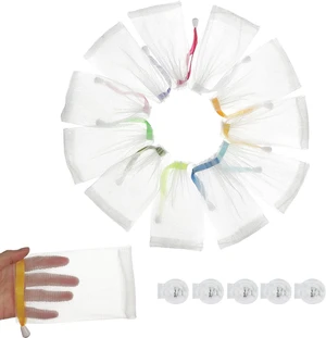 Exfoliating Soap Mesh Bag with Transparent Spring Cord Plastic Lock Exfoliating Soap Mesh Bag with Transparent Spring Cord Plastic Lock