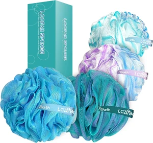 Set of 4 Large Soft Natural Loofah Bath Sponges Thick Body Wash Puffs for Showering Set of 4 Large Soft Natural Loofah Bath Sponges Thick Body Wash Puffs for Showering