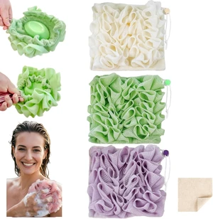2-in-1 Loofah Washcloth Set with Soap Holder - Exfoliating Mesh Shower Puff for Body Cleansing and Smooth Skin 2-in-1 Loofah Washcloth Set with Soap Holder - Exfoliating Mesh Shower Puff for Body Cleansing and Smooth Skin