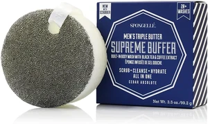 Made in USA, Vegan & Dermatologist Tested, Long-Lasting Loofah Sponge for Men, Infused with Body Wash, Spongellé Men's Supreme Body Exfoliating Scrubber Made in USA, Vegan & Dermatologist Tested, Long-Lasting Loofah Sponge for Men, Infused with Body Wash, Spongellé Men's Supreme Body Exfoliating Scrubber