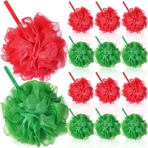 Christmas Mesh Bath Pouf Set Red Green Exfoliating Shower Loofah Sponge Body Scrubber Gift for Women Men Christmas Mesh Bath Pouf Set Red Green Exfoliating Shower Loofah Sponge Body Scrubber Gift for Women Men
