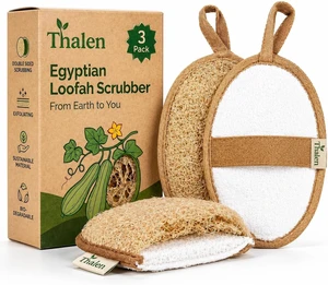 Organic Egyptian Loofah Body Exfoliator with Terrycloth - Eco-Friendly Plastic-Free Shower Back Scrubber Sponge Organic Egyptian Loofah Body Exfoliator with Terrycloth - Eco-Friendly Plastic-Free Shower Back Scrubber Sponge