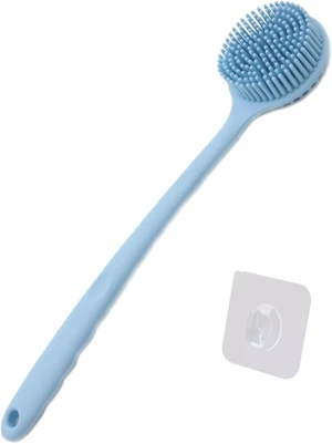 Soft Exfoliating Body Bath Brush with Hook, Long Handle Silicone Back Scrubber for Shower Soft Exfoliating Body Bath Brush with Hook, Long Handle Silicone Back Scrubber for Shower