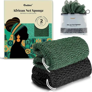 Exfoliating Shower Loofah Bath Scrubber, Genuine African Net Sponge Exfoliating Shower Loofah Bath Scrubber, Genuine African Net Sponge
