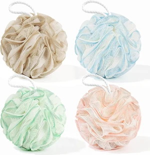 Gentle Exfoliating Body Scrubber for Shower Bath with Hanging Loop, Natural Loofah Sponge Set Gentle Exfoliating Body Scrubber for Shower Bath with Hanging Loop, Natural Loofah Sponge Set