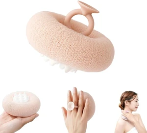 Soft Exfoliating Shower Puff & Back Scrubber for Body Cleaning, Dual-Use Floral Bath Sponge with Suction Cup Soft Exfoliating Shower Puff & Back Scrubber for Body Cleaning, Dual-Use Floral Bath Sponge with Suction Cup