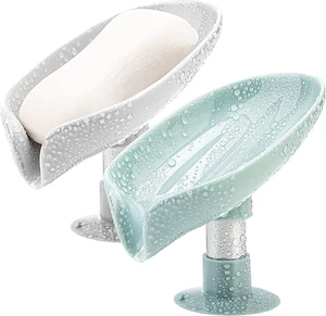 Bathroom & Kitchen Sink, No-Drill Easy-Clean Bar Soap Holder for Shower, Leaf-Shaped Self-Draining Soap Dish with Suction Cup Bathroom & Kitchen Sink, No-Drill Easy-Clean Bar Soap Holder for Shower, Leaf-Shaped Self-Draining Soap Dish with Suction Cup