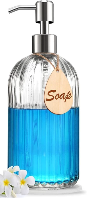 Heavy-Duty Glass Soap Pump with Silicone Base Durable Stainless Steel Mechanism Multi-Purpose Dispenser for Kitchen and Bathroom Use Heavy-Duty Glass Soap Pump with Silicone Base Durable Stainless Steel Mechanism Multi-Purpose Dispenser for Kitchen and Bathroom Use
