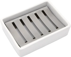 Stainless Steel Bathroom Soap Holder Ceramic Drain Tray for Shower Stainless Steel Bathroom Soap Holder Ceramic Drain Tray for Shower