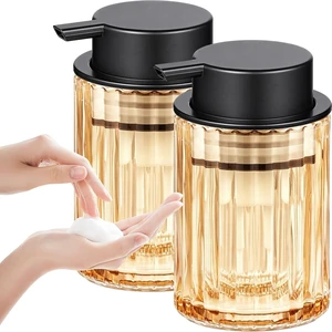Amber Glass Foaming Soap Dispenser Set Amber Glass Foaming Soap Dispenser Set