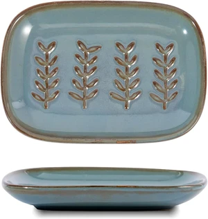 Decorative Soap Holder Saver, Bathroom & Kitchen Sink Tray for Shampoo Bar or Sponge, Aesthetic Ceramic Soap Dish with Raised Relief Decorative Soap Holder Saver, Bathroom & Kitchen Sink Tray for Shampoo Bar or Sponge, Aesthetic Ceramic Soap Dish with Raised Relief