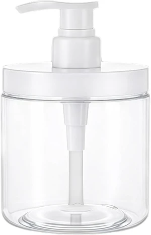 Shampoo & Conditioner - Wide Mouth Refillable Plastic Lotion Container for Bathroom Shower, Transparent Pump Dispenser Bottle for Soap Shampoo & Conditioner - Wide Mouth Refillable Plastic Lotion Container for Bathroom Shower, Transparent Pump Dispenser Bottle for Soap