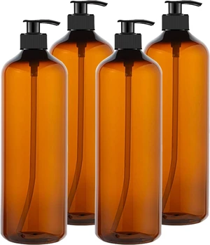 Amber, Empty Plastic Pump Bottles for Shampoo Amber, Empty Plastic Pump Bottles for Shampoo