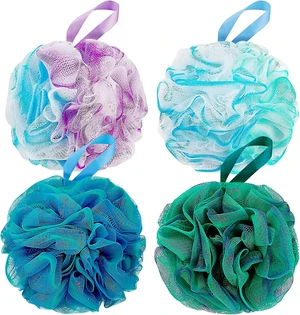 Rich Lather, Soft Mesh Body Scrubber with Reinforced Knot, XL Exfoliating Bath Loofah Puff Set for Women and Men Rich Lather, Soft Mesh Body Scrubber with Reinforced Knot, XL Exfoliating Bath Loofah Puff Set for Women and Men