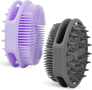 Easy to Clean, Set of 2 Gentle Silicone Double-Sided Body Scrubber & Loofah | Exfoliating Bath Brush for Men and Women | Rich Lather Easy to Clean, Set of 2 Gentle Silicone Double-Sided Body Scrubber & Loofah | Exfoliating Bath Brush for Men and Women | Rich Lather