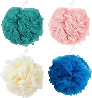 Exfoliating Pouf with Back Scrubber Function for Men and Women, Soft Mesh Loofah Sponge Body Scrubber for Shower and Bathing Exfoliating Pouf with Back Scrubber Function for Men and Women, Soft Mesh Loofah Sponge Body Scrubber for Shower and Bathing
