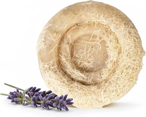 Lavender Scented Loofah Soap Bar - Natural Handmade Exfoliating Body & Face Cleanser for All Skin Types Lavender Scented Loofah Soap Bar - Natural Handmade Exfoliating Body & Face Cleanser for All Skin Types
