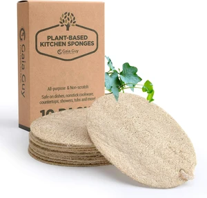 Plastic-Free Compostable Cleaning Supplies, Biodegradable Plant-Based Dish Sponges, Eco-Friendly Natural Loofah Kitchen Scrubber Pads Plastic-Free Compostable Cleaning Supplies, Biodegradable Plant-Based Dish Sponges, Eco-Friendly Natural Loofah Kitchen Scrubber Pads